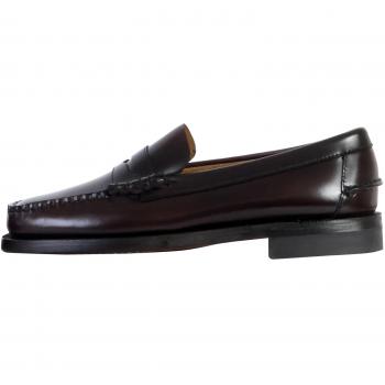 Sebago Classic Dan Loafers for Men, Brown Burgundy Leather, Size 9 1/2 US, Slip-On Flat Shoes