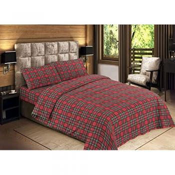 Sacco Copripiumino Piumone Letto 100% Cotone Made in Italy Vari Disegni Piazza 1-2 Kilt Rosso