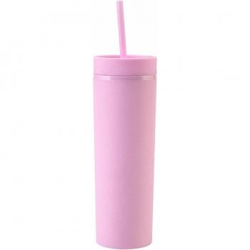 16oz Acrylic Water Bottle with Lid and Straw