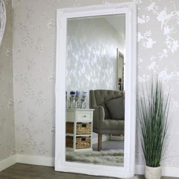 MELODYMAISON White Ornate Wall/Floor Mirror 158cm x 78cm