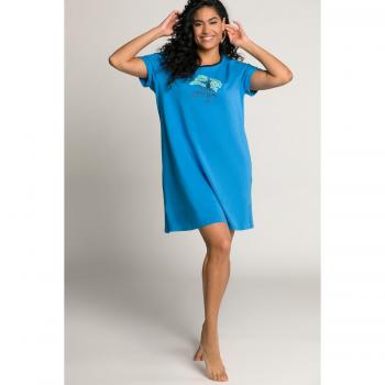 Plus Size Cotton Knit Round Neck Sleep Tee, Women's Paradise Collection, Blue, Size 28/30