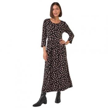 Roman Roman Midi Kleid Schwarz mit buntem Blumenprint