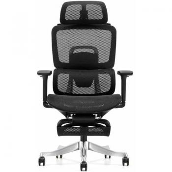Owlotech Luxa Chaise Ergonomique en Maille avec Repose-Pieds Noir