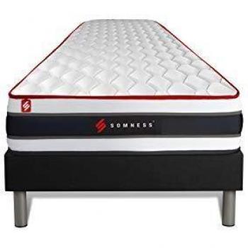 Ensemble matelas ressorts ensachés et mémoire de forme 90x200