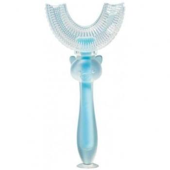 Cepillo de dientes manual infantil en forma de U con ventosa de silicona