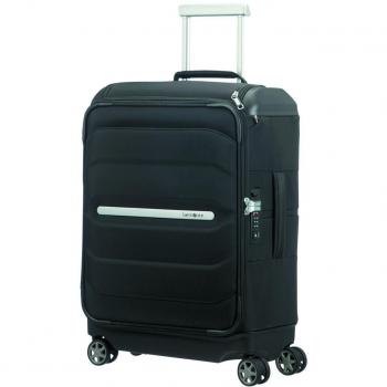 Flux Soft Koffer 55 cm – Samsonite 55/20 Spinner mit Top Pocket, 38 L, Schwarz