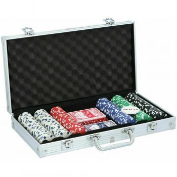 Set Completo Poker 300 Fiches 2 Mazzi di Carte 5 Dadi