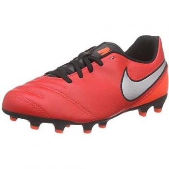 Nike JR Tiempo Rio III FG, Botas de Fútbol para Niños, Naranja / Plateado / Rojo