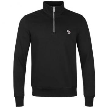 Paul Smith Men's Quarter Zip Zebra Logo Sweater – Black – Size 44/Regular