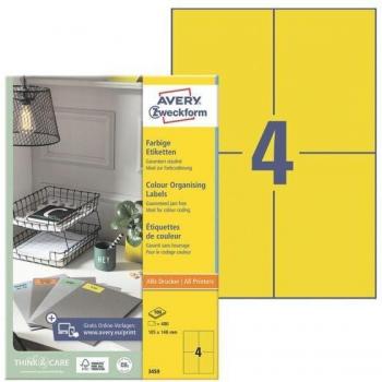 Zweckform Avery-3459 Universal-Etiketten 105 x 480 mm Papier Gelb 400 St. Permanent haftend