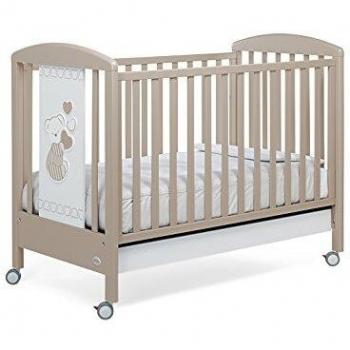 Lettino per bebè Foppapedretti Dolcecuore 500, tortora con sponda regolabile