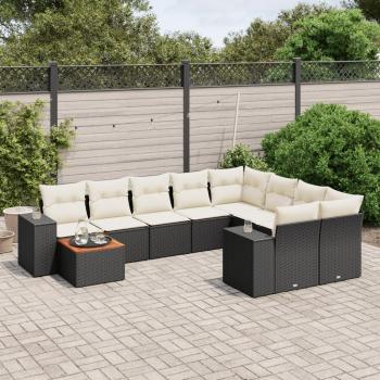 Estilo Maison Sofás de Jardín 10 Pzas con Cojines Rattan Negro