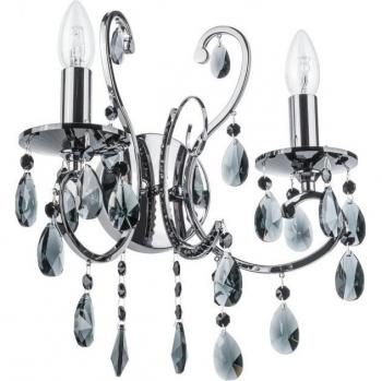 Applique in Cristallo Barocco Nero Italux 2 Luci E14