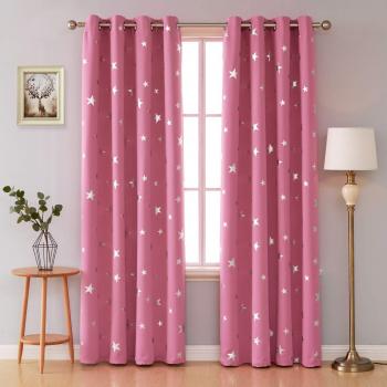 Deconovo Tende Stampate a Stelle Rosa 140x260 cm