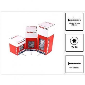 Fischer 500 x Spanplattenschraube Power-Fast II 6,0x40, Senkkopf mit Innenstern