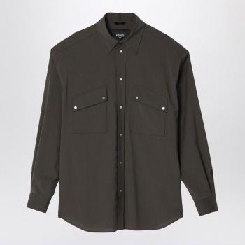 Fendi Logoed Button Wool Shirt for Men