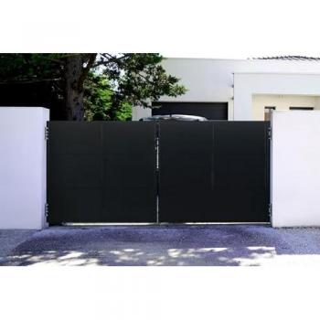 Puerta de acero abatible 3,5m NALI H.160cm color negro mate + 2 postes DARIO