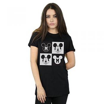 Disney Smiling Squares Cotton T‑Shirt for Women, Black