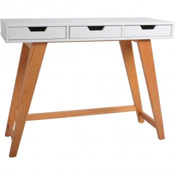 Mueble Recibidor Blanco con 3 Cajones y Estructura de Madera