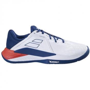 Babolat Propulse Fury 3 Men’s Game‑Ready Shoes – White/Blue, 12.5D