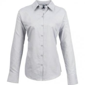 Damen Oxford Langarmshirt 10 Silber