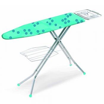 Asse da Stiro Casabriko Luna 120x38 cm con Piano in Rete d'Acciaio, Portacaldaia e Piedini Antiscivolo