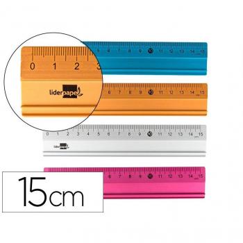 Regla de 15 cm de aluminio surtido de colores
