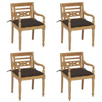 Confezione 4 Sedie Batavia con Cuscini in Teak Massello