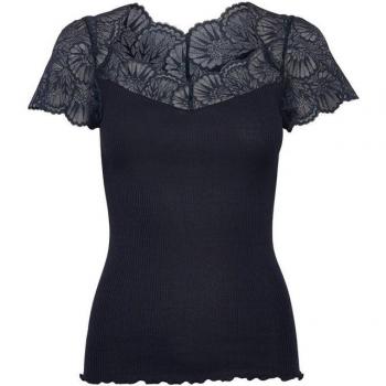 Rosamunde T-Shirt, Elastik‑Vintage‑Spitze, Kurzarm, Seidenmix