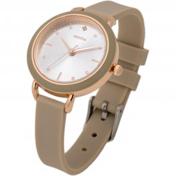 Dameshandtasje horloge analoog, siliconearmband beige – Fieldwork YM102‑2
