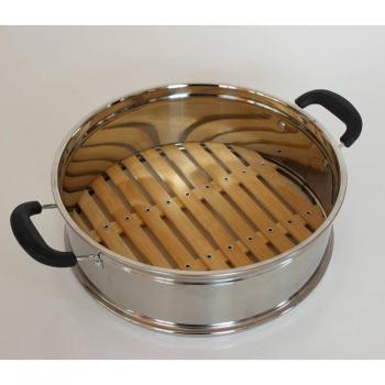 32cm Stainless Steel Bamboo Steamer Basket