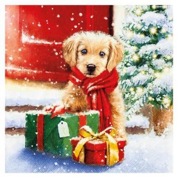 Weihnachtsgeschenk: Little Puppy Papierservette – 20 Stück, 33 × 33 cm