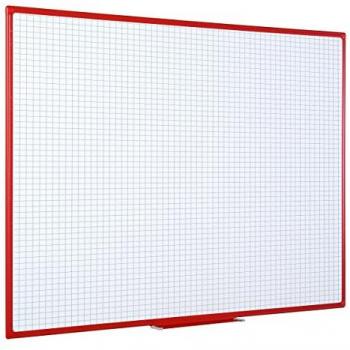 Bi‑Office Maya 180x120 cm Drywipe Grid Whiteboard – Red Edge