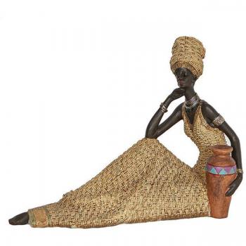 Figura Sentada Africana en Resina con Cántaro 192229