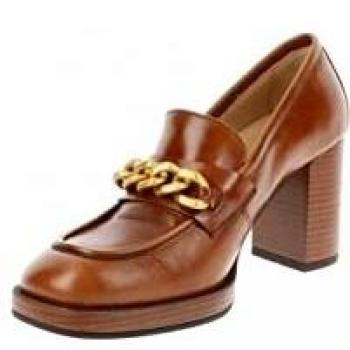 Nero Giardini Mocasines de mujer en piel con detalle de cadena y tacón bloque