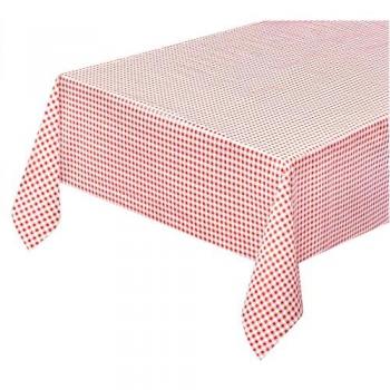 Cubremesa Lona Cuadros Rojos 140x450 cm