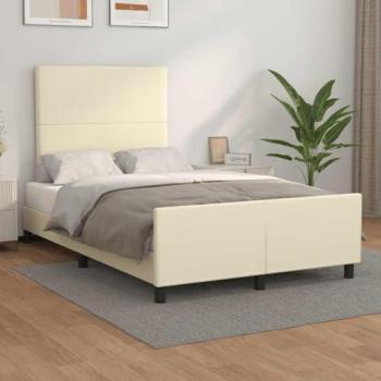 VidaXL Cadre de lit avec tête de lit crème 120x190 cm similicuir
