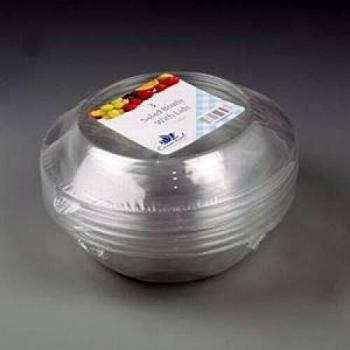 Three-Piece Clear 1500ml Plastic Bowl Bundle