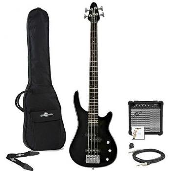 Harlem 4 Bass Guitar + 15W Amp Pack Black