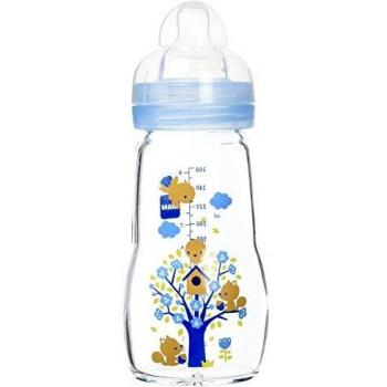 Mam Biberon in Vetro per Bambini dai 6 mesi, Colore Azzurro, Capacità 260 ml