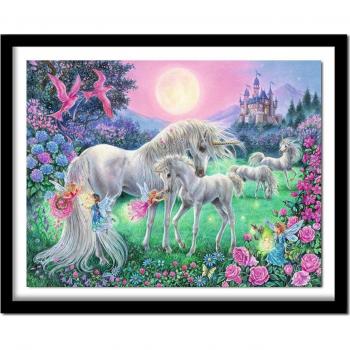 Vollrunde Diamantbilder Einhorn Schloss