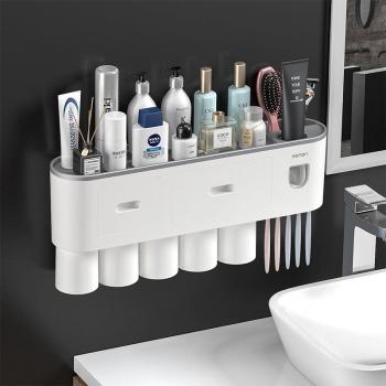 Automatic Toothpaste Dispenser with Magnetic Toothbrush Holder