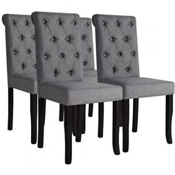 Set of 4 Dark Grey Fabric Dining Chairs