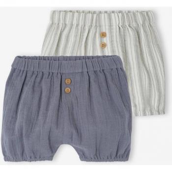ALMACEN VERTBAUDET 2 BOTONES DE GASA PARA NIÑO AZUL GRIS