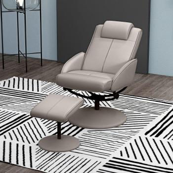 HOMCOM 360° Swivel Adjustable Recliner Leather Armchair with Footrest