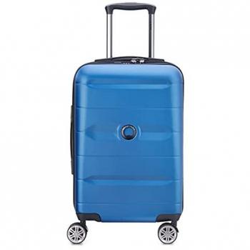 Valise cabine rigide Delsey Comete + 55 cm, 4 doubles roues, dimensions 55x35x23 cm, capacité 36 litres, couleur bleu clair