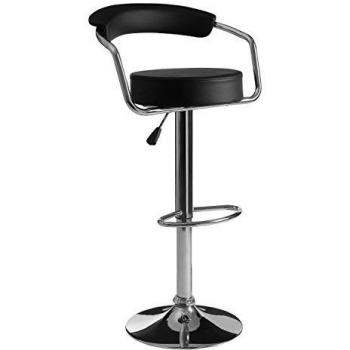 Orsina Adjustable Black Leather Bar Chair