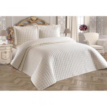 Estiva Triple Set: Colcha 250x260, Almohada 50x70, Talla Doble en Crema