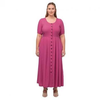 Ulla Popken Landhauskleid für große Größen, rosa, Größe 56, Leinenmix