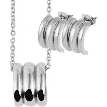 Conjunto Prateado Akzent®: Pendientes y Collar en Acero Inoxidable